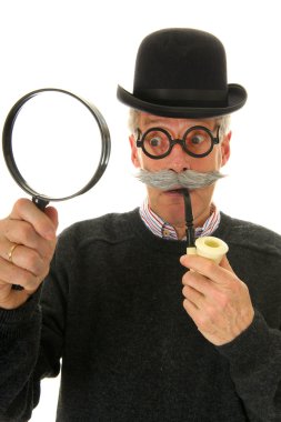Inspector with magnifier clipart