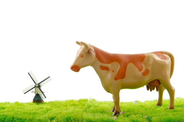 Dutch Cow Grass Pastures Windmill Horizon — Stock Photo, Image