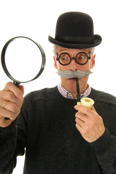 Inspector with magnifier — Stock Photo, Image