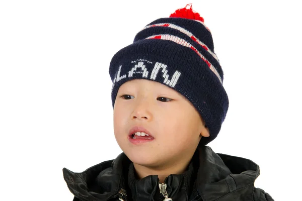 Портрет Китайського Хлопчика Світло Гандикап Ізольовані Шпалерами Білого Кольору — стокове фото