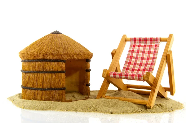 Praia Africana Com Cabana Cadeira Areia — Fotografia de Stock