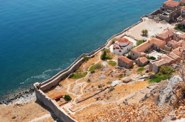 Yunan Mora, şehir merkezindeki monemvasia görüntüleyin