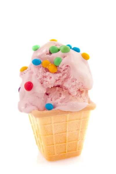 Fresh Strawberry Ice Cone Isolated White Background — Stock Photo, Image