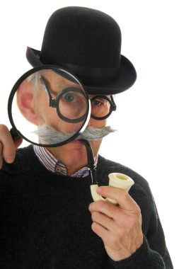 Inspector with magnifier clipart