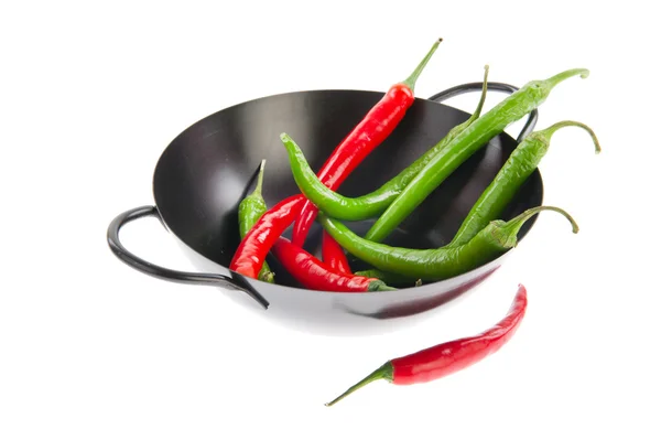 Červená a zelená Hot Chili paprika — Stock fotografie
