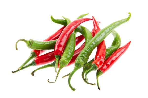 Rood en groen Hot Chili pepers — Stockfoto