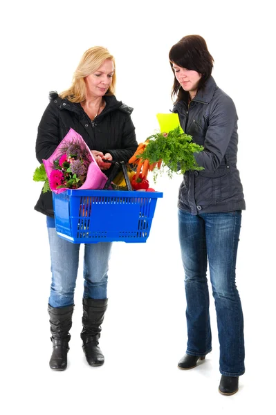 Two shopping woman in the supermarket — Stock Photo, Image