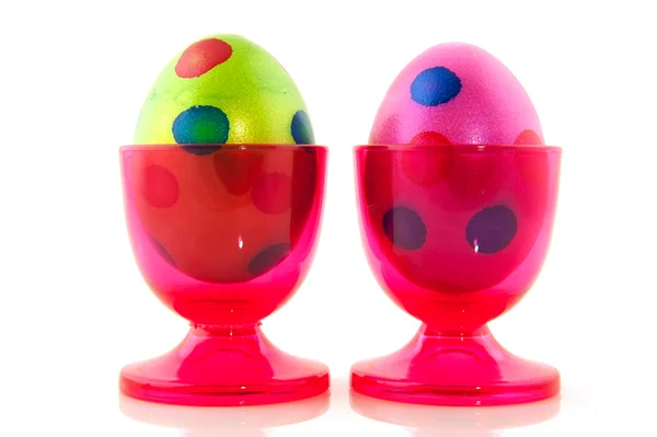 Färgglada påskägg i koppar — Stockfoto