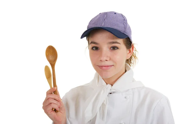 Chica como cocinero — Stockfoto