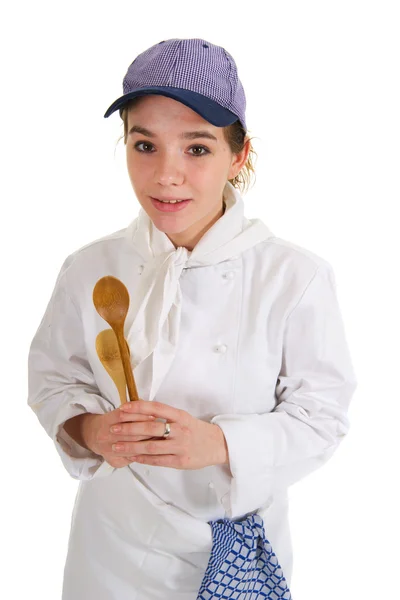 Menina como cozinheiro — Fotografia de Stock