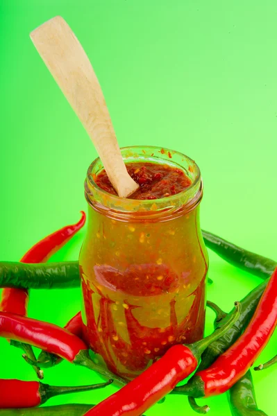 Red hot chili peppers paste — Stock Photo, Image