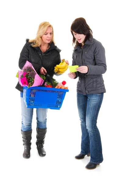 Two shopping woman in the supermarket — Stock Photo, Image