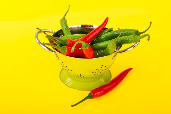 Red and green hot Chili peppers — Stock Photo, Image