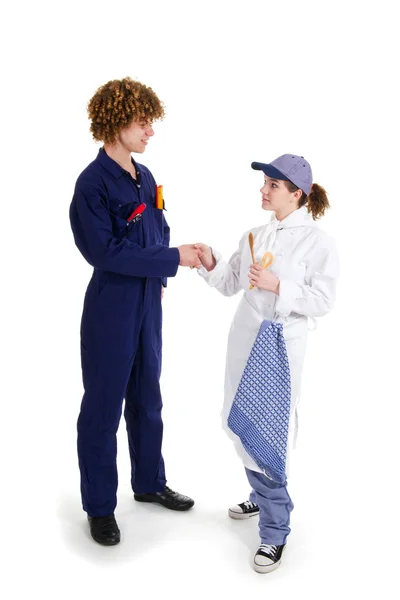 Школьный мальчик и девочка для профессионального образования — стоковое фото