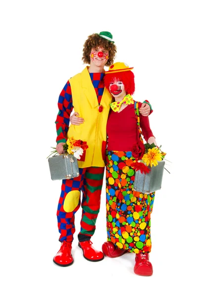 Grappige reizende clowns — Stockfoto