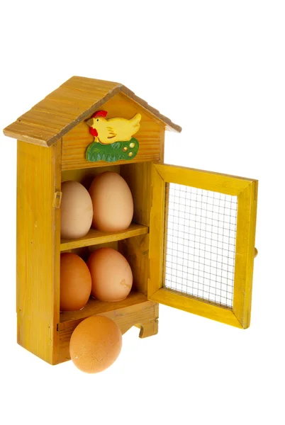 Cremalheira de madeira para ovos — Fotografia de Stock