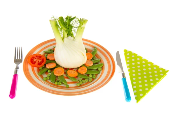 Hinojo aislado con broches de azúcar, zanahorias y paes — Foto de Stock