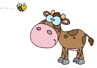 Brown Calf Watching A Bee clipart