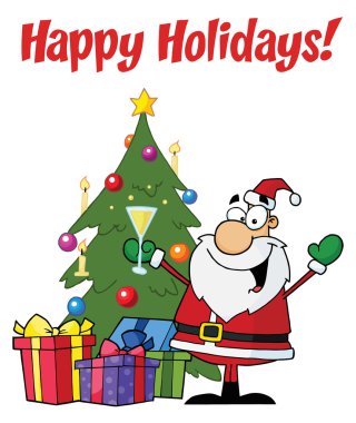 Greetings With Christmas Santa clipart