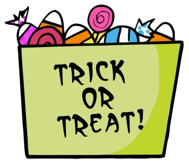 Green Trick Or Treat Bucket Of Candy clipart