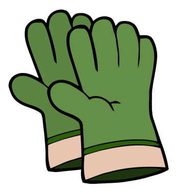 Pair Of Green Gardening Hand Gloves clipart