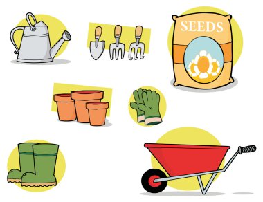 Digital Collage Of Garden Tools Cartoon Character clipart