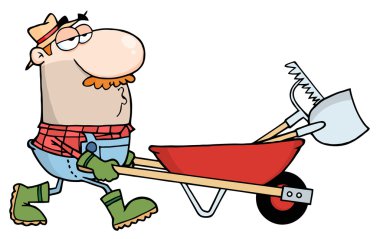 Gardener Drives A Barrow clipart