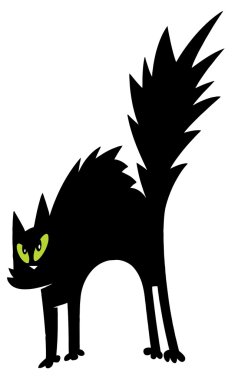 Scared Black And Green Eyed Cat clipart