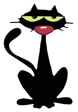 Black cat character clipart