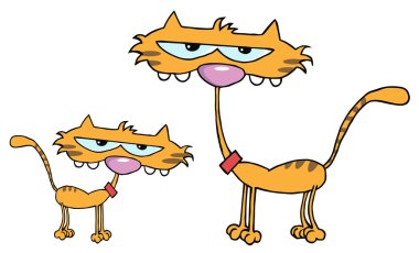 Cute Kitten Father Cartoon Characters clipart