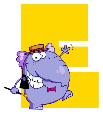 Letter E With An Elephant Cartoon Character clipart