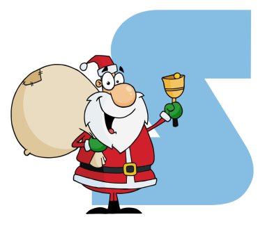 Letter S With Santa Cartoon Character clipart