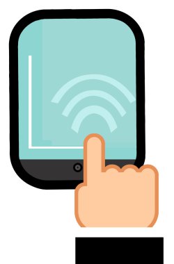 Business Man's Hand Touching A Smart Phone clipart