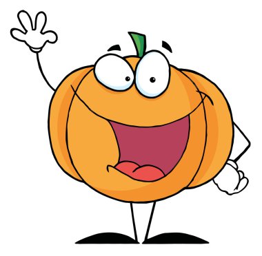 Waving Pumpkin Cartoon Character clipart