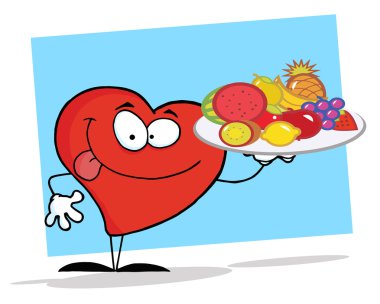 Red Heart Carrying A Fruit clipart