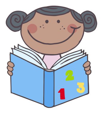 Afro-Amerikan çocuk kız kitap okuma