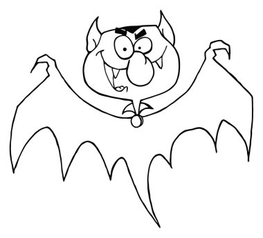 Coloring Page Outline Of A Bat With A Vampire Head clipart