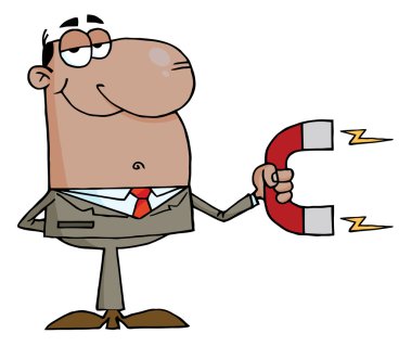 African American Businessman Using A Magnet clipart