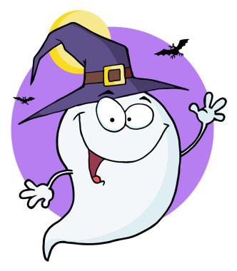 Happy Halloween Ghost Flying In Night clipart