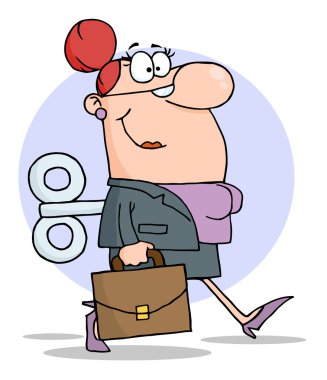 Businesswoman With Wind-up Key In His Back clipart