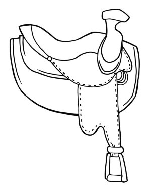 Coloring Page Outline Of A Leather Horse Saddle clipart