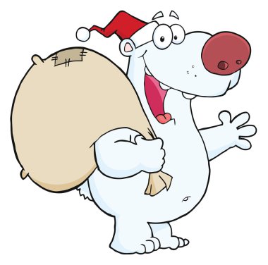 Christmas Santa Polar Bear clipart