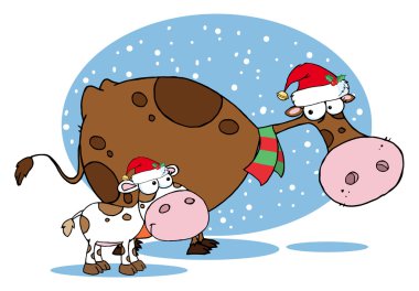 Christmas Cows clipart