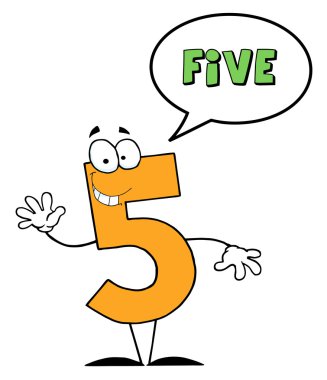 Friendly Number 5 Five Guy With Speech Bubble clipart