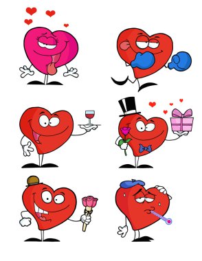 Digital Collage Of Heart Characters clipart