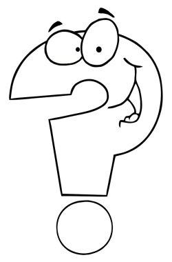 Outlined Question Mark Cartoon Character