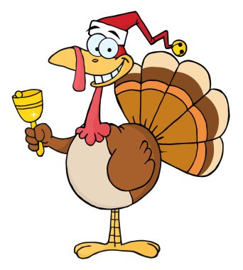 Christmas Turkey Ringing A Bell clipart