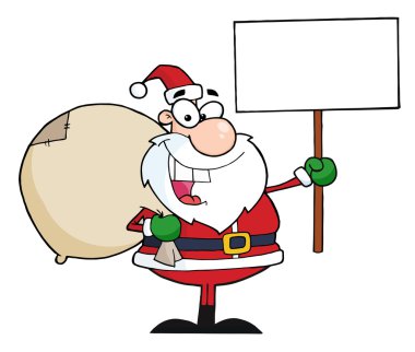 Santa Holding A Blank Sign clipart