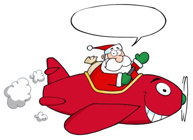 Noel Baba Noel uçağı ile uçan