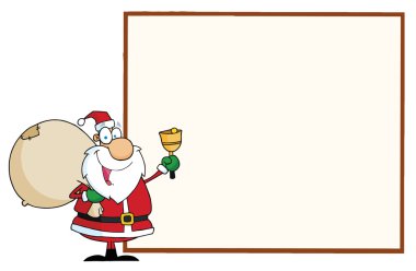 Happy Santa With A Blank Sign clipart